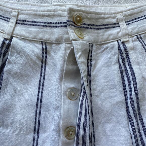 Polo Ralph Lauren Women's Linen Shorts Cream Navy Stripe High Rise Tailored 8 - Picture 6 of 10